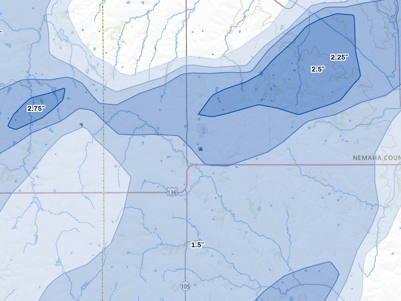 NEXRAD radar-signature map of the hail storm over Johnson, NE on May 18, 2026