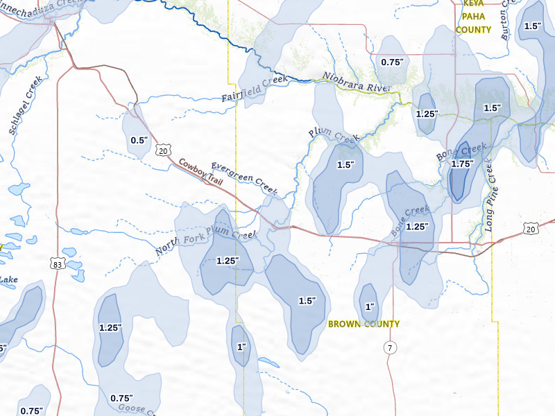 NEXRAD radar-signature map of the hail storm over Johnstown, NE on Jun 30, 2026
