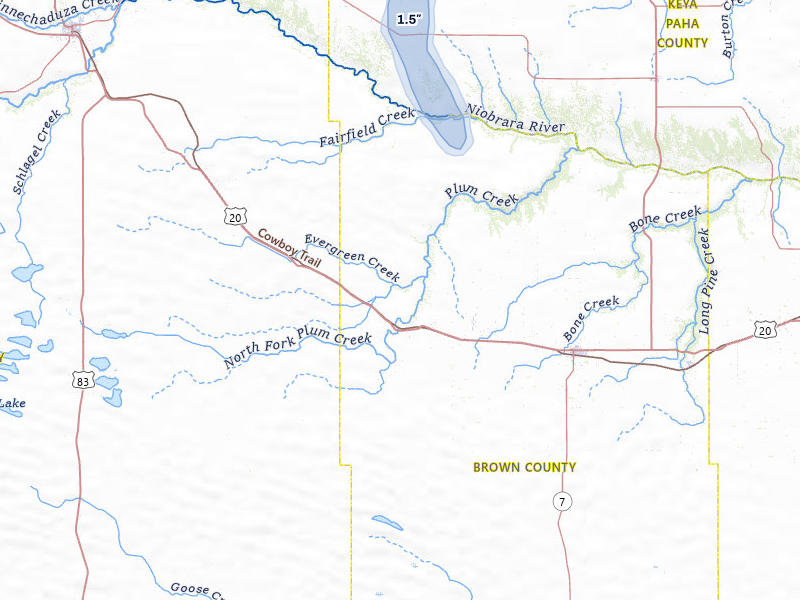 NEXRAD radar-signature map of the hail storm over Johnstown, NE on Jul 6, 2026