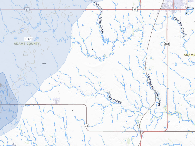 NEXRAD radar-signature map of the hail storm over Juniata, NE on May 30, 2026