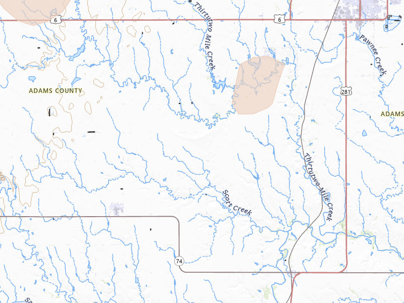 Radar-estimated hail-size map of the storm over Juniata, NE on Jun 3, 2026