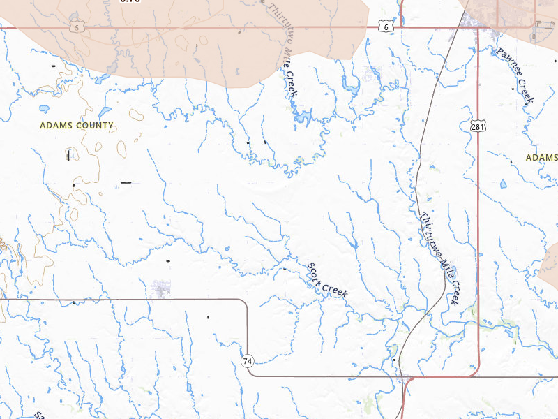 Radar-estimated hail-size map of the storm over Juniata, NE on Jun 20, 2026