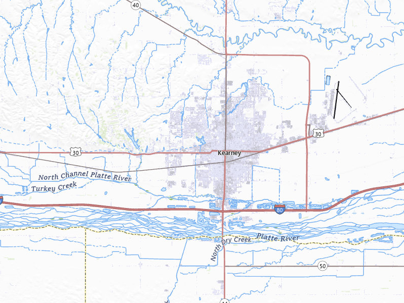 Radar-estimated hail-size map of the storm over Kearney, NE on Jun 5, 2026