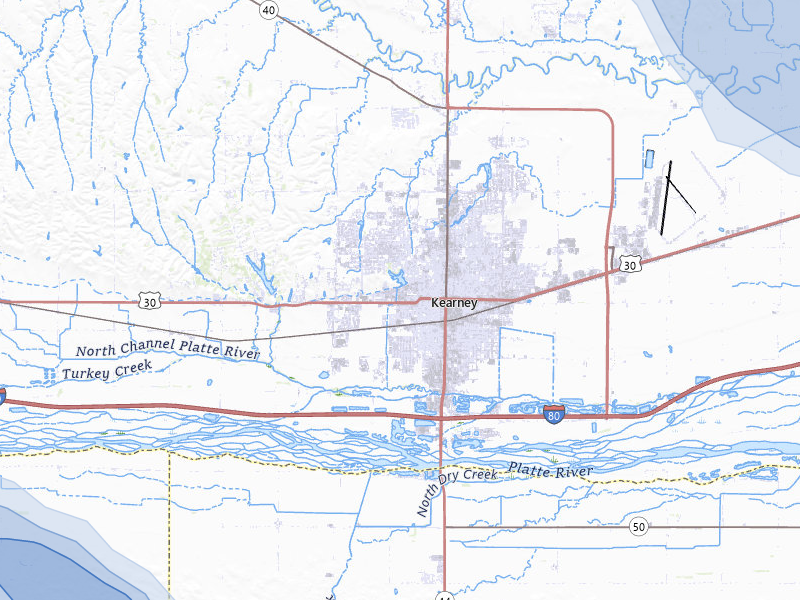 NEXRAD radar-signature map of the hail over Kearney, NE