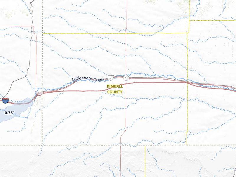NEXRAD radar-signature map of the hail storm over Kimball, NE on Aug 22, 2026