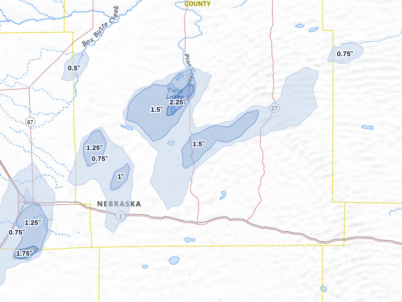 NEXRAD radar-signature map of the hail storm over Lakeside, NE on Jun 8, 2026