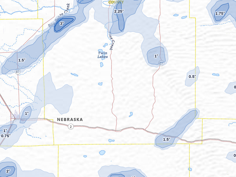 NEXRAD radar-signature map of the hail storm over Lakeside, NE on Jul 6, 2026