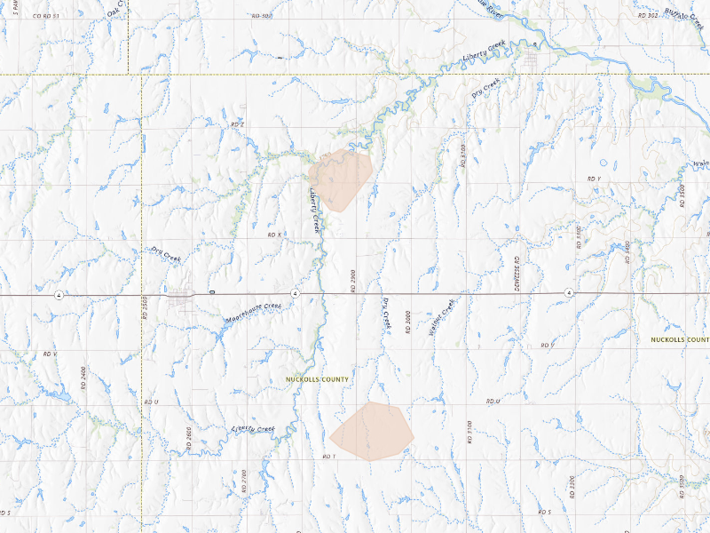Radar-estimated hail-size map of the storm over Lawrence, NE