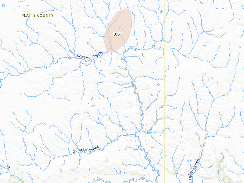 Radar-estimated hail-size map of the storm over Leigh, NE on May 18, 2026