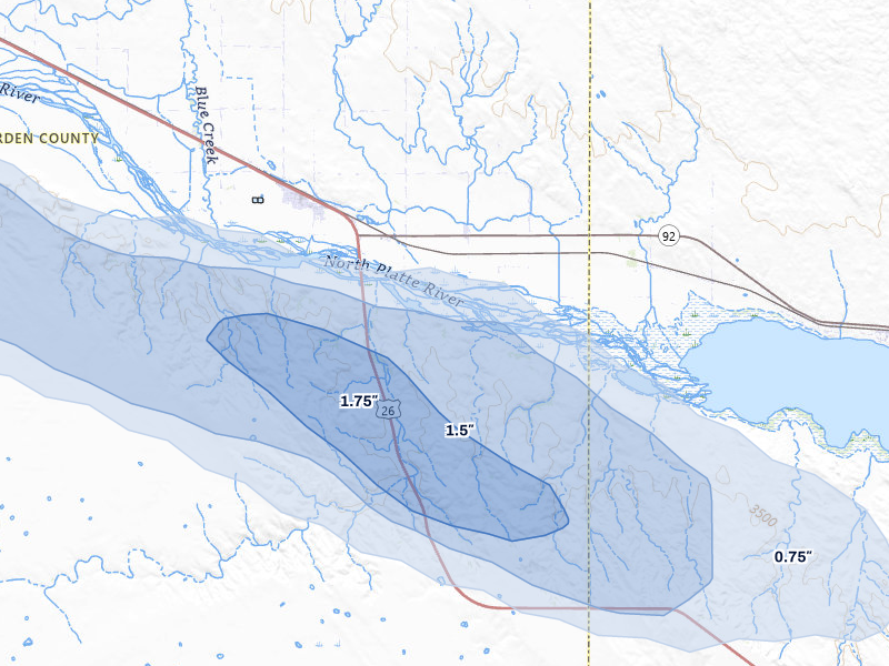 NEXRAD radar-signature map of the hail storm over Lewellen, NE on Aug 17, 2026