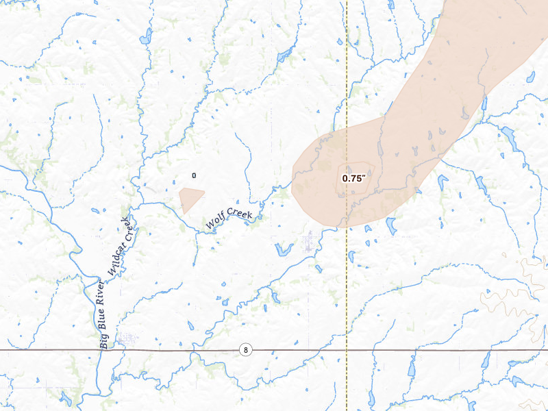 Radar-estimated hail-size map of the storm over Liberty, NE