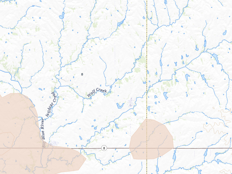 Radar-estimated hail-size map of the storm over Liberty, NE on Jun 20, 2026