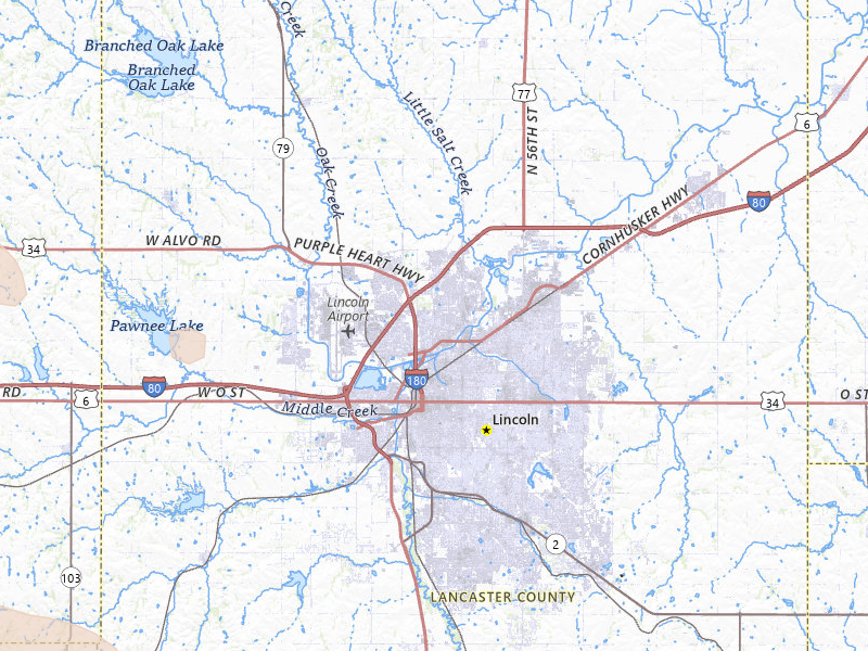 Radar-estimated hail-size map of the storm over Lincoln, NE on Jul 8, 2026