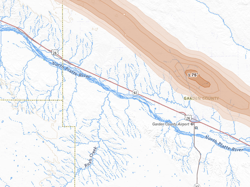 Radar-estimated hail-size map of the storm over Lisco, NE