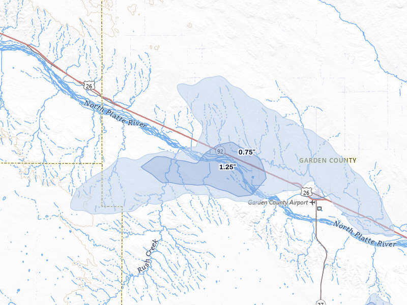 NEXRAD radar-signature map of the hail storm over Lisco, NE on Jul 8, 2026