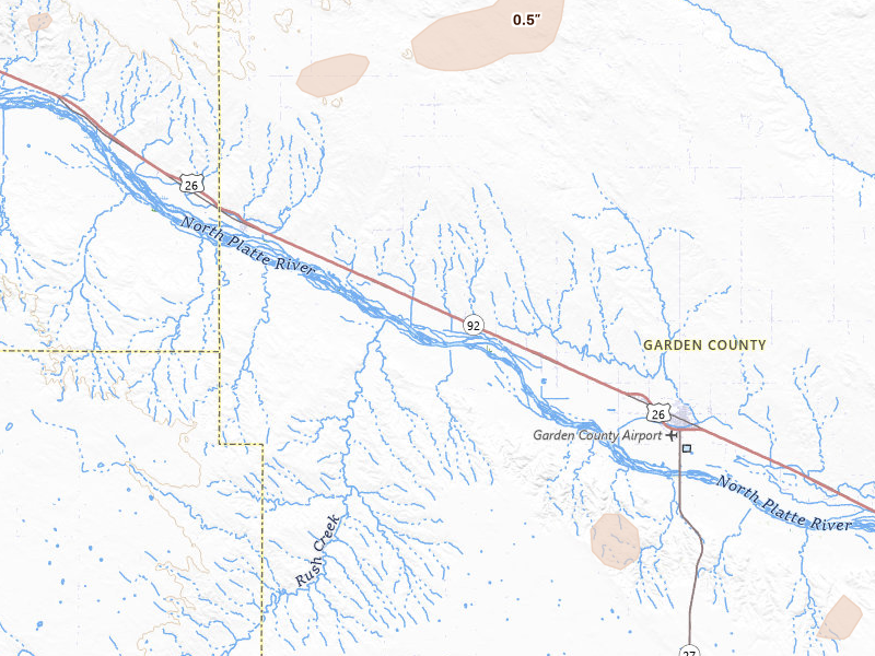Radar-estimated hail-size map of the storm over Lisco, NE on Jul 21, 2026