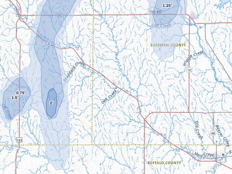NEXRAD radar-signature map of the hail storm over Litchfield, NE on May 30, 2026