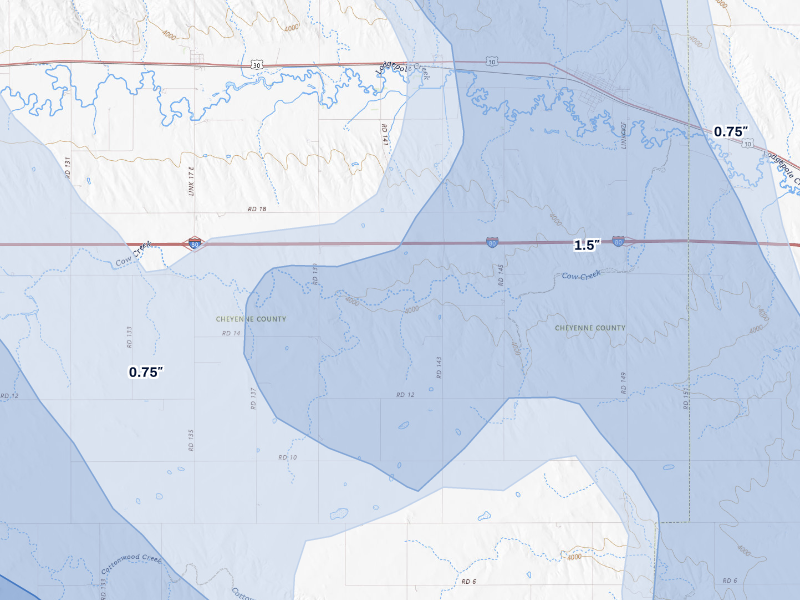 NEXRAD radar-signature map of the hail storm over Lodgepole, NE on Aug 9, 2026