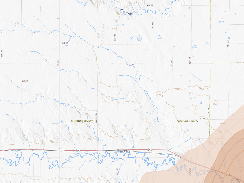 Radar-estimated hail-size map of the storm over Lodgepole, NE on Sep 17, 2026