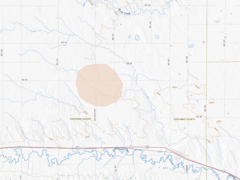 Radar-estimated hail-size map of the storm over Lodgepole, NE on Sep 19, 2026