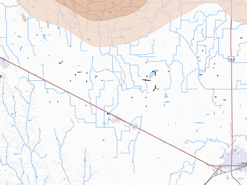 Radar-estimated hail-size map of the storm over Loomis, NE on May 16, 2026