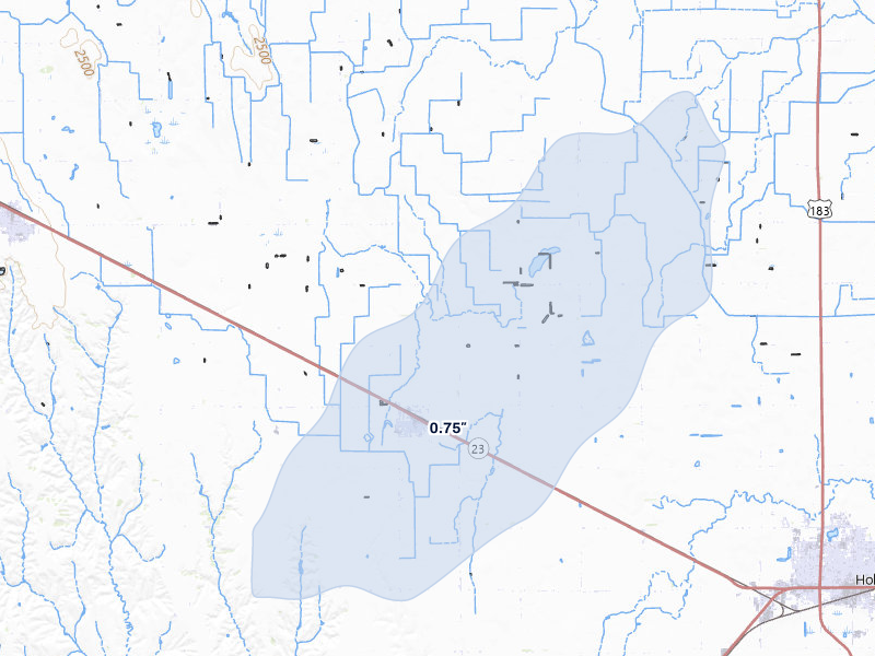 NEXRAD radar-signature map of the hail storm over Loomis, NE on Jun 29, 2026