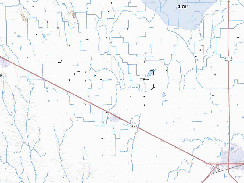 NEXRAD radar-signature map of the hail storm over Loomis, NE on Jul 8, 2026