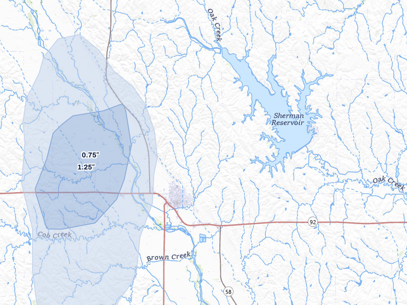 NEXRAD radar-signature map of the hail storm over Loup City, NE on May 30, 2026