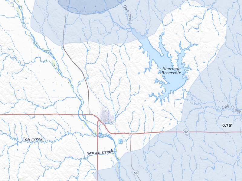 NEXRAD radar-signature map of the hail storm over Loup City, NE on Jun 5, 2026