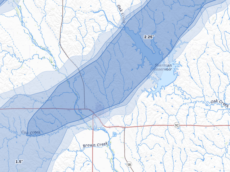 NEXRAD radar-signature map of the hail storm over Loup City, NE on Jun 29, 2026