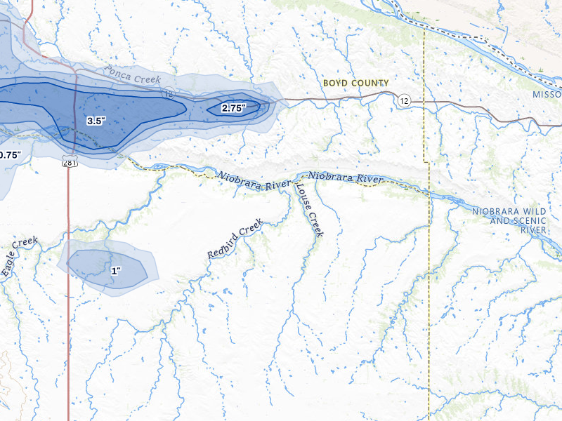 NEXRAD radar-signature map of the hail storm over Lynch, NE on Sep 1, 2026