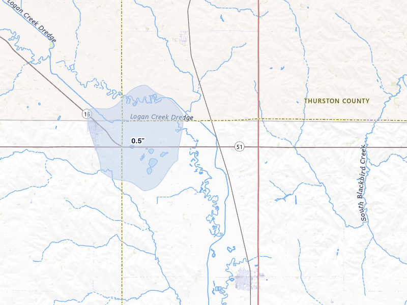 NEXRAD radar-signature map of the hail storm over Lyons, NE on Mar 6, 2026