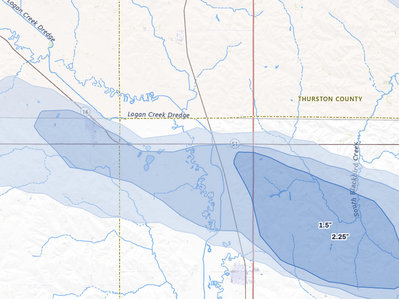 NEXRAD radar-signature map of the hail storm over Lyons, NE on May 31, 2026
