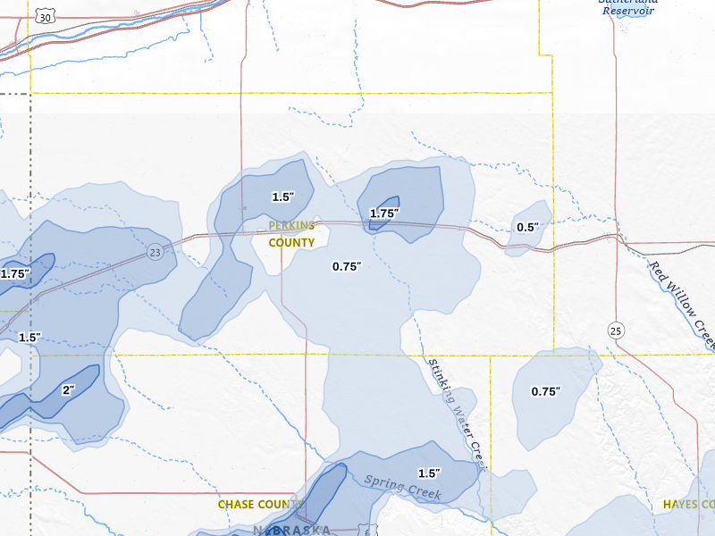 NEXRAD radar-signature map of the hail over Madrid, NE