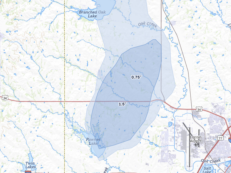 NEXRAD radar-signature map of the hail storm over Malcolm, NE on May 30, 2026