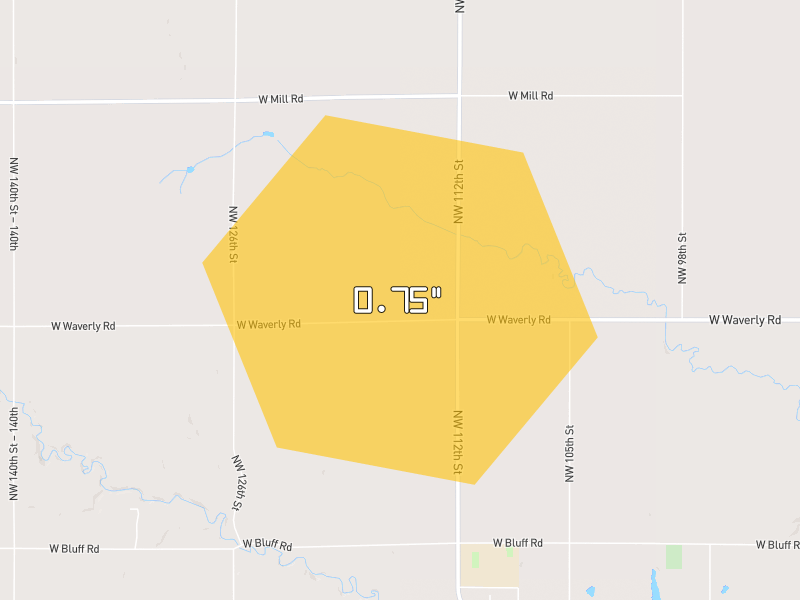 Hail map of Malcolm, NE on Jun 1, 2026, hail up to 0.75"