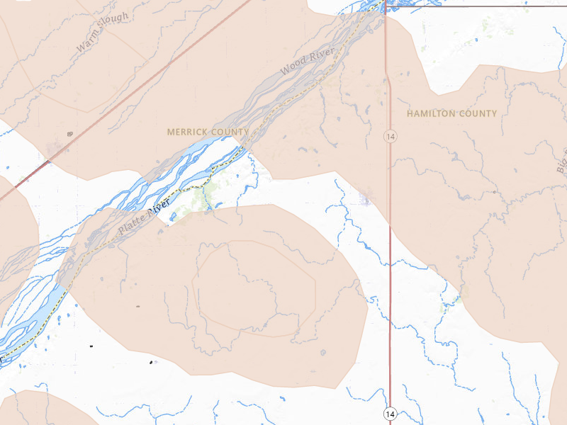 Radar-estimated hail-size map of the storm over Marquette, NE on Jun 5, 2026