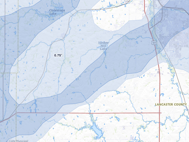 NEXRAD radar-signature map of the hail storm over Martell, NE on May 17, 2026