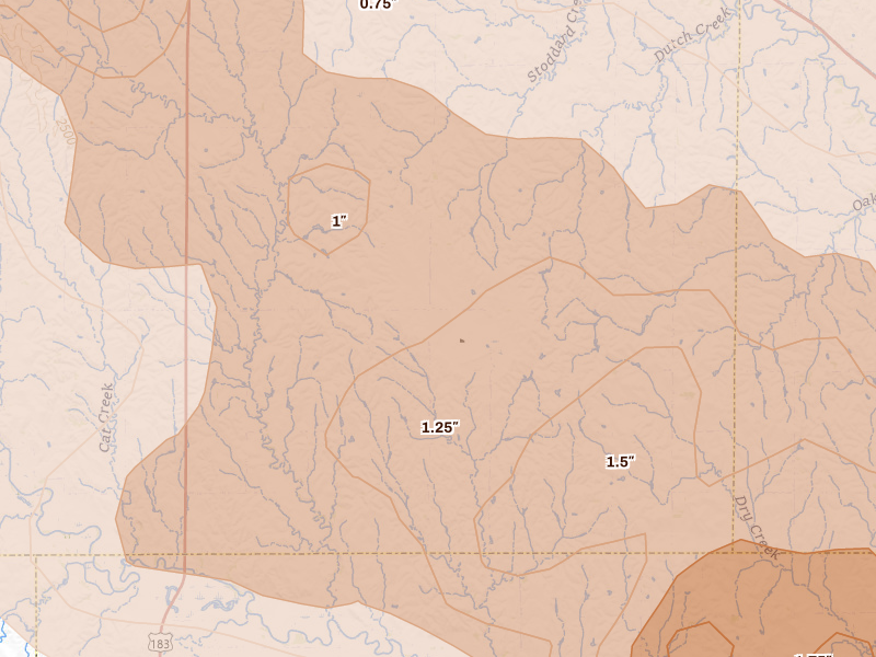 Radar-estimated hail-size map of the storm over Mason City, NE on Jun 20, 2026