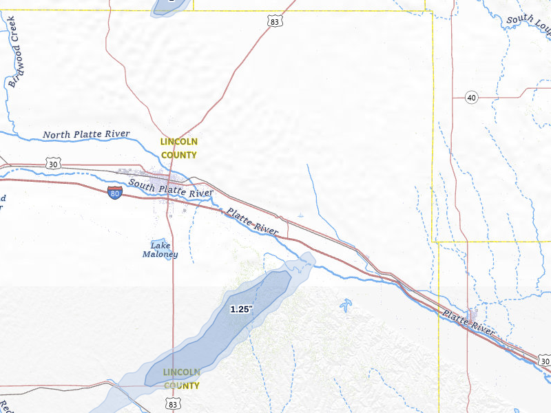 NEXRAD radar-signature map of the hail storm over Maxwell, NE on Jun 30, 2026