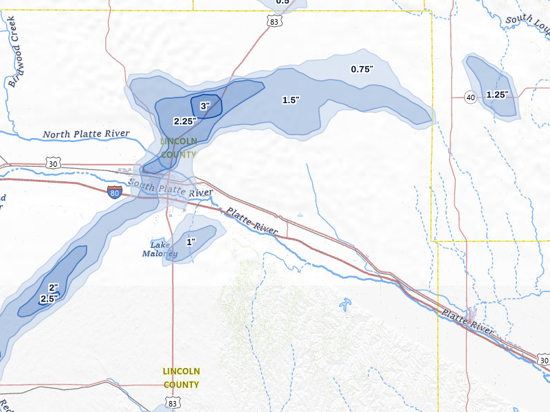 NEXRAD radar-signature map of the hail storm over Maxwell, NE on Jul 9, 2026