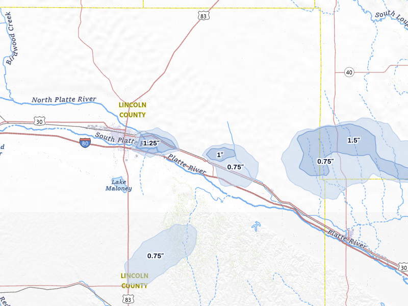 NEXRAD radar-signature map of the hail storm over Maxwell, NE on Jul 28, 2026