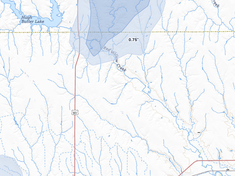 NEXRAD radar-signature map of the hail storm over Mc Cook, NE on May 29, 2026
