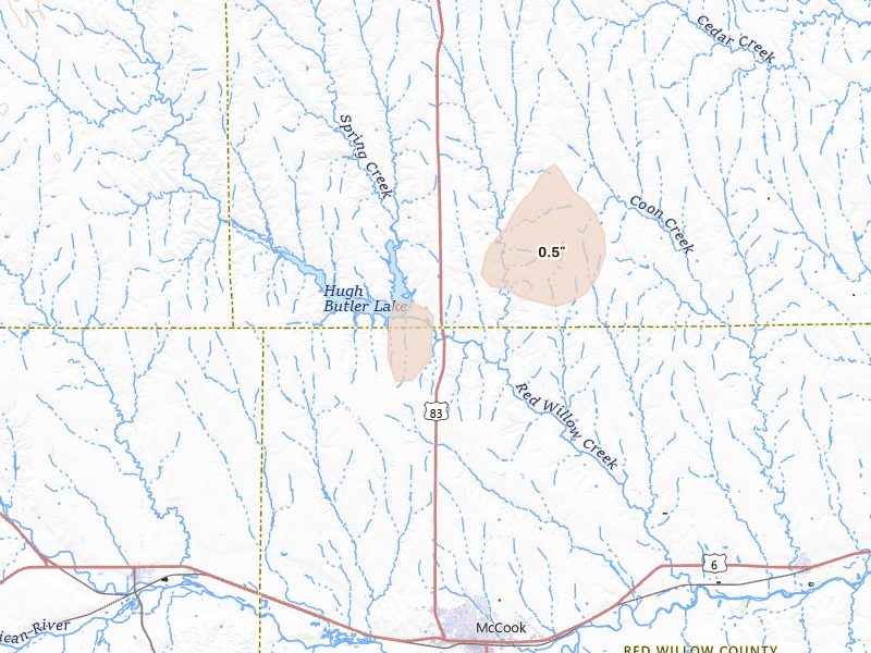 Radar-estimated hail-size map of the storm over Mc Cook, NE