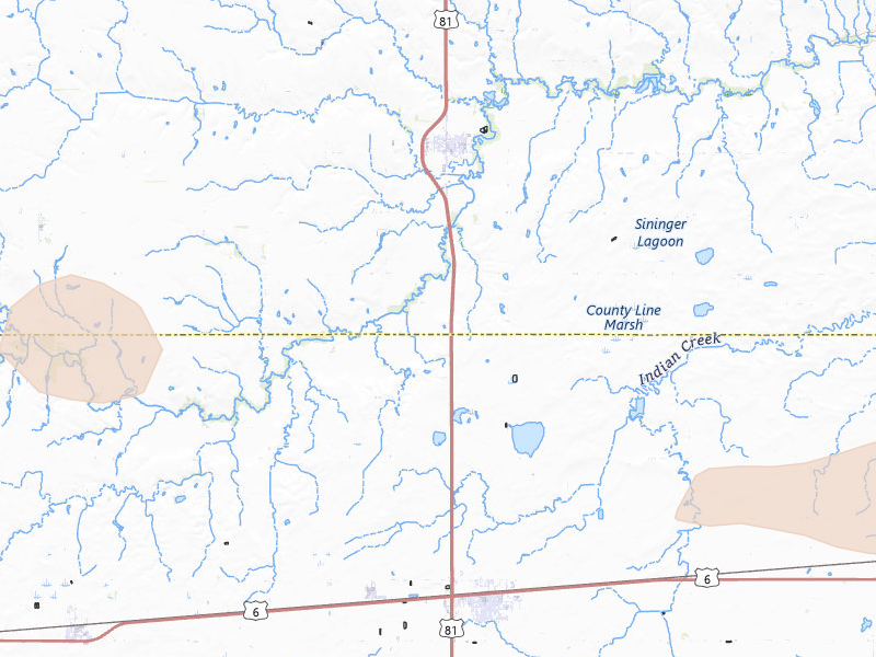 Radar-estimated hail-size map of the storm over Mc Cool Junction, NE on Jul 27, 2026