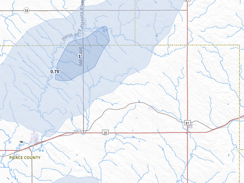 NEXRAD radar-signature map of the hail storm over Mclean, NE on May 25, 2026