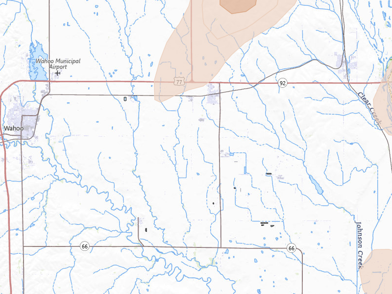 Radar-estimated hail-size map of the storm over Mead, NE on Apr 23, 2026