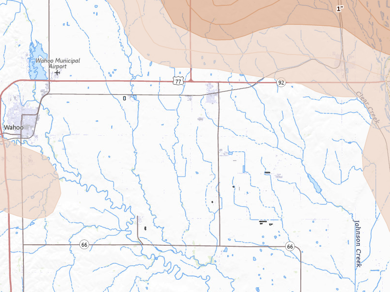 Radar-estimated hail-size map of the storm over Mead, NE