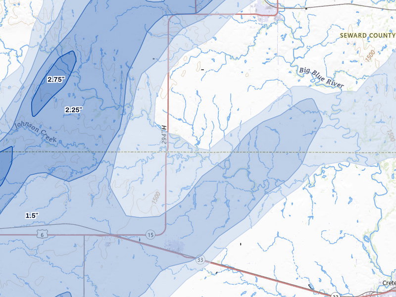 NEXRAD radar-signature map of the hail storm over Milford, NE on May 18, 2026