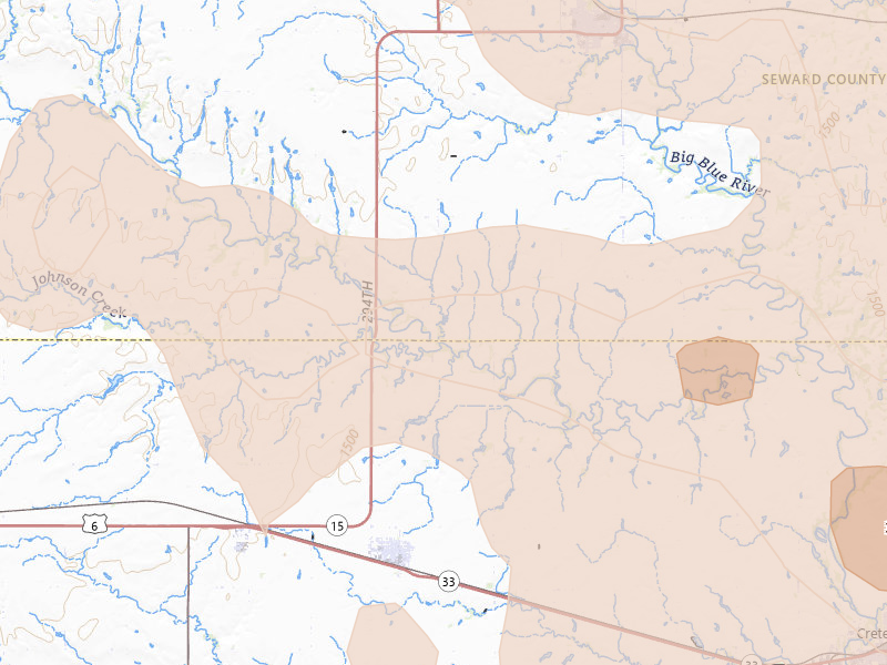 Radar-estimated hail-size map of the storm over Milford, NE on Aug 19, 2026
